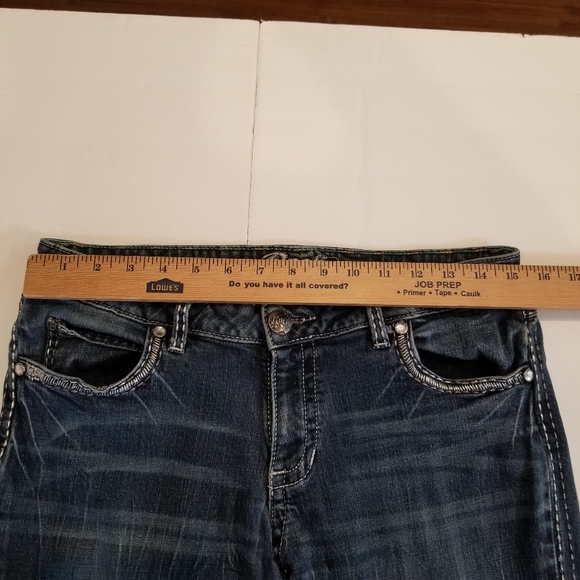 Wrangler Rock 47 Jeans Women's Size 7 30x32 Distressed Blue Denim Silver Beaded - Picture 7 of 10